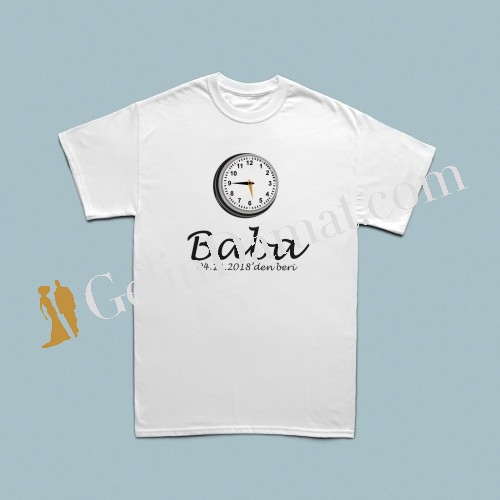 Analog Saat Tasarımlı Kişiye Özel Tarihli Erkek Tshirt - 3