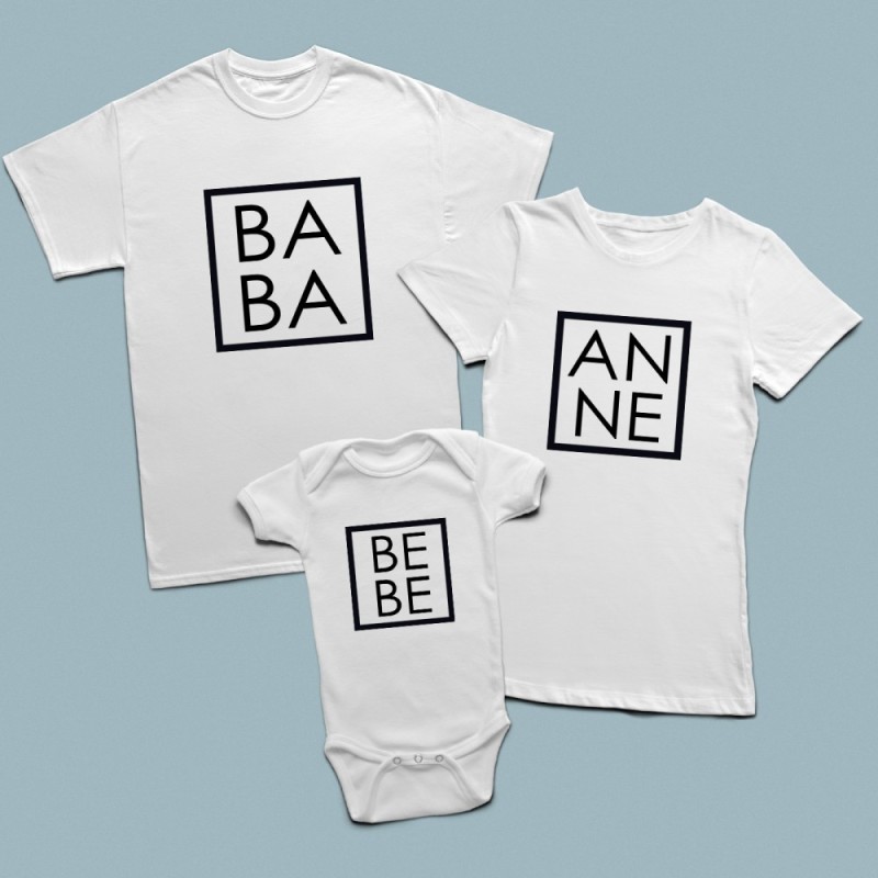 Baba, Anne, Bebe minimal tasarımlı aile set - 1