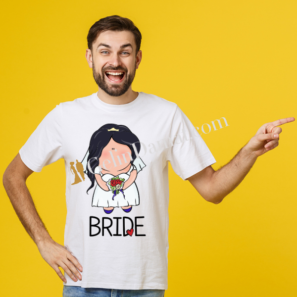 Bride Yazılı Erkek baskılı Tişört - 1