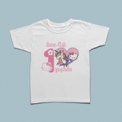 Hello Kitty doğum günü kutlamalı çocuk tshirt - 2