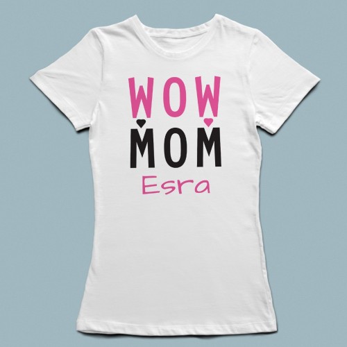 Wow Mom Baskılı Anne T-shirt - 1